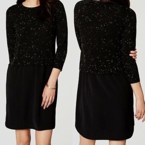 LOFT‎ Speckled Two-In-One Sweater Dress black - Picture 1 of 9